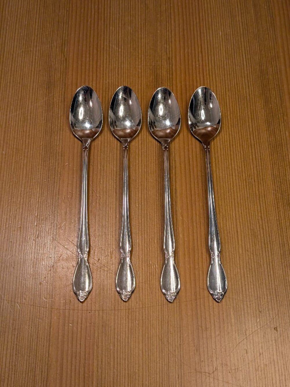 Lot of 4 Oneida Community CHATEAU Stainless 7.5" Iced Tea or Sundae Spoon Set